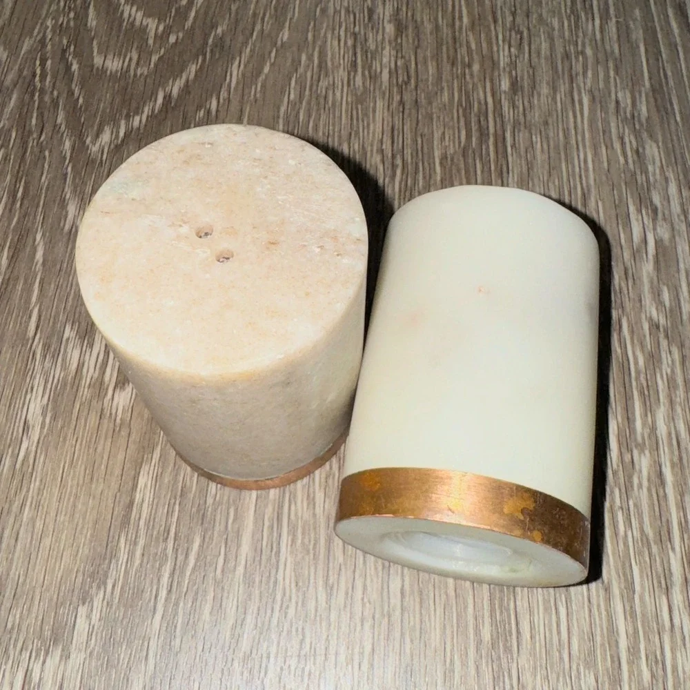 Creative Co-Op Marble Salt Pepper Shakers Set Rose Gold Quartz Geode